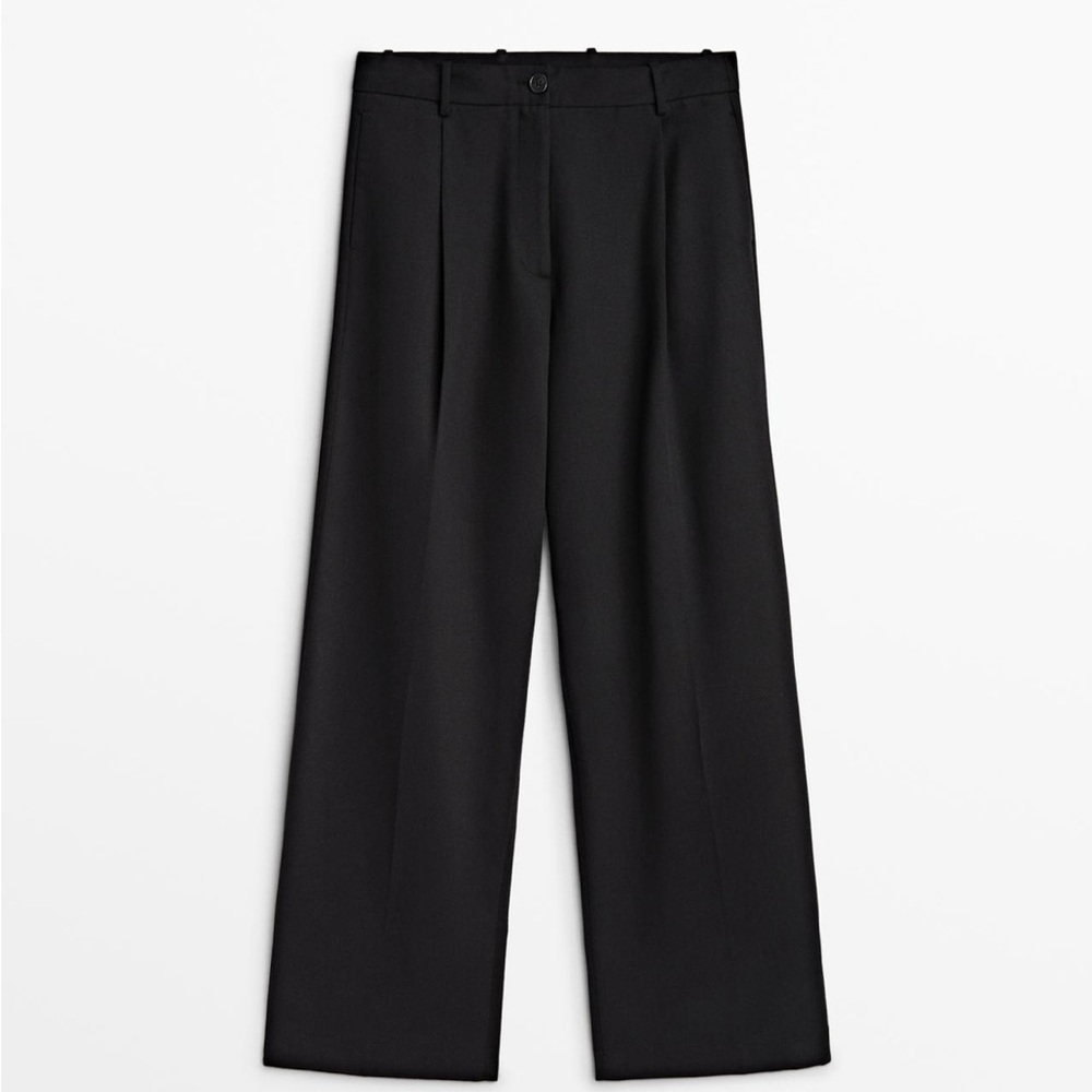 Massimo Dutti Full Lengrh Darted Trouser in Black Size 40